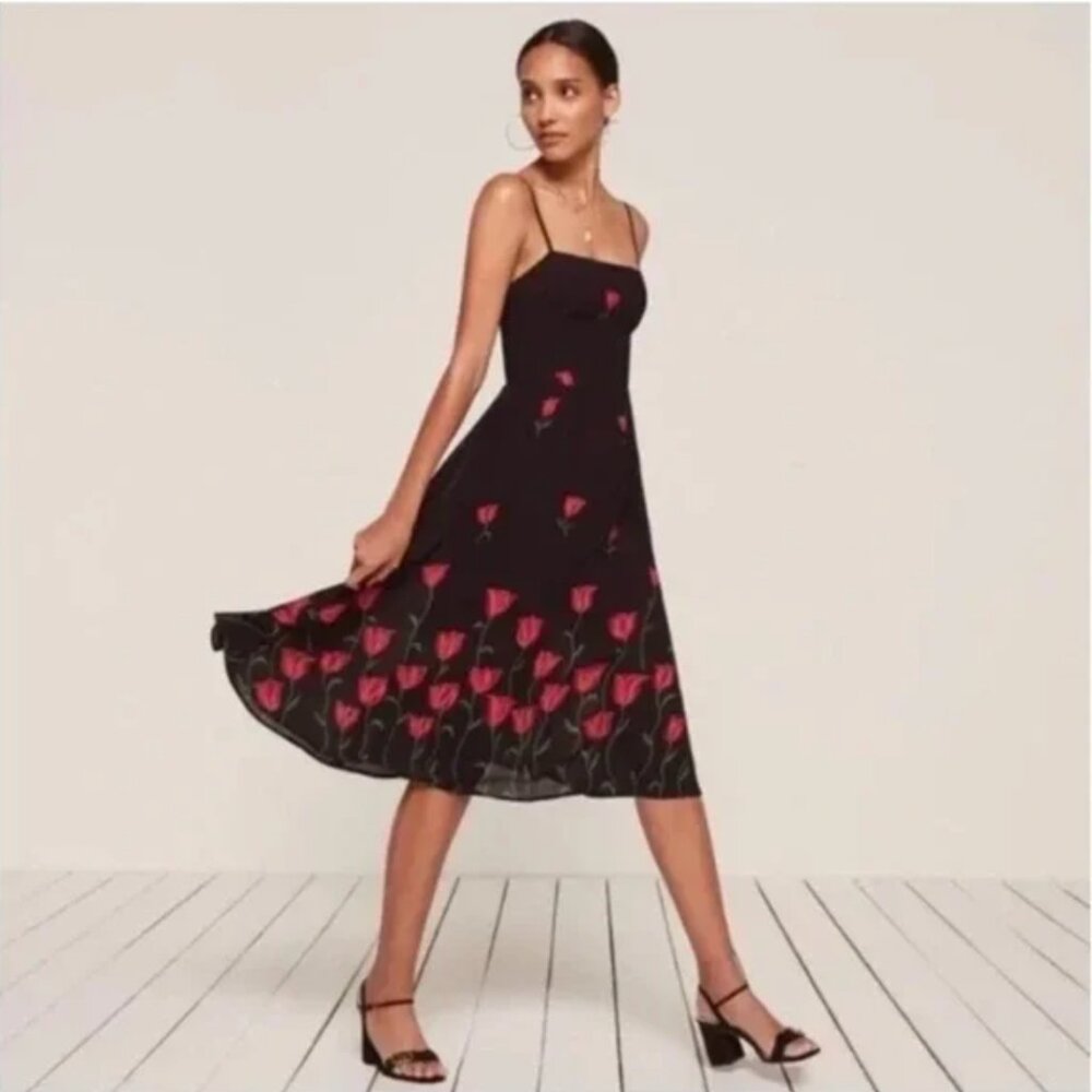 Reformation Nala Midi Dress in Holland Tulip. Size 4.
